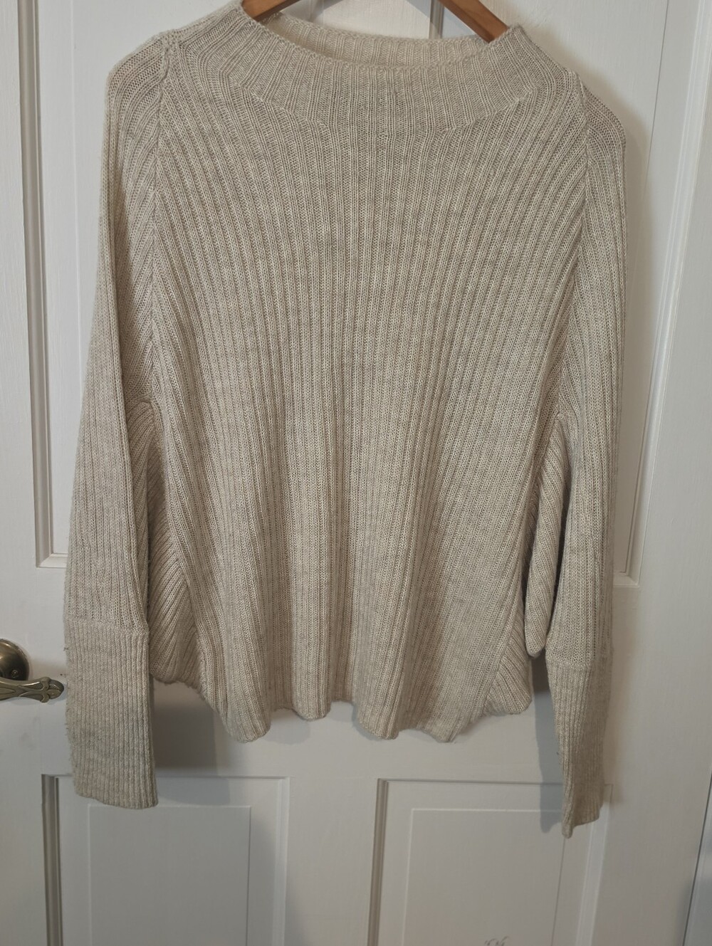 ELOQUII Oversized Neutral Ribbed Dolman Sleeve Sweater 18/20